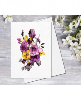 Purple Floral Fine Art Note Cards with Envelopes Floral Blank Watercolour Card Flower Greeting Cards Anniversary Mother's day Greeting Cards
