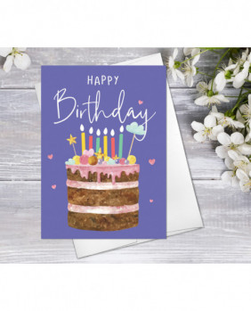 Personalized Birthday Cake Card Custom Birthday Card Add Name Personalize Color Happy Birthday Greeting Card