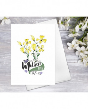 Happy Mother's Day Flower Spring Watercolour Card Purple Floral Greeting Cards for Mom Mother's Day Yellow Floral Watercolor Greeting Card