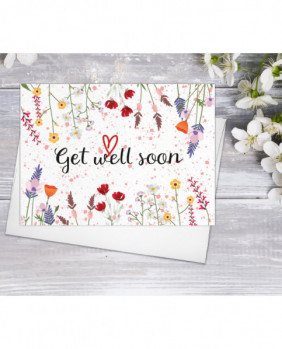Get well Wildflower Blossoms Cards  Floral Blank Watercolour Card Daisy Flower Greeting Cards Wild Flowers Get Well Soon Hope Greeting Cards