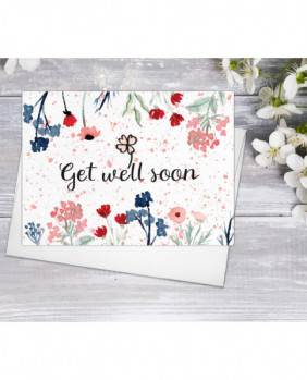 Get well Wildflower Blossoms Cards  Floral Blank Watercolour Card Daisy Flower Greeting Cards Wild Flowers Get Well Soon Hope Greeting Cards