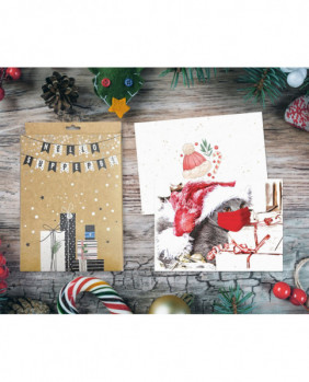 6 Merry Christmas Cute Quarantine Christmas Cards Baby Cat with Face Masks Santa Hats New Year Cards Funny Holiday Greetings Facemask Cards