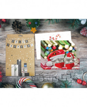 6 Merry Christmas Cute Quarantine Christmas Cards Baby dogs with Face Masks Santa Hats New Year Cards Funny Holiday Greetings Facemask Cards
