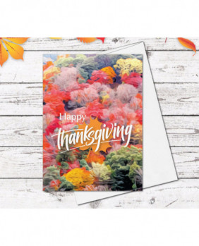 Happy Thanksgiving Card Autumn Forest mountain leaves Thanksgiving Gift Greeting Card Blank Watercolour Card Thanksgiving Greeting Cards