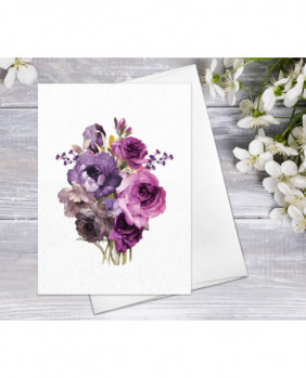 Purple Rose Floral Fine Art Note Cards Floral Blank Watercolour Card Flower Greeting Cards Anniversary Mother's day Greeting Cards