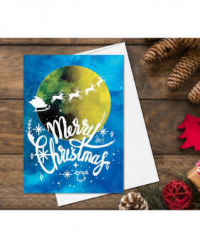 Starry Skies Christmas Cards set of 4, Merry Christmas and happy new year  cards Set,  Christmas Cards Holiday Greeting Card Pack Moon Cards