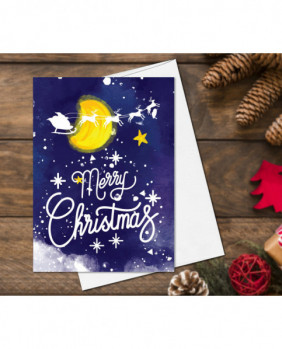 Christmas Cards set of 4, Merry Christmas and happy new year  cards Set,  Christmas Cards Holiday Greeting Card Pack Starry Sky Moon Cards