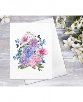 Wildflower Hydrangea Floral Fine Art Note Cards Floral Blank Watercolour Card Flower Greeting Cards Anniversary Mother's day Greeting Cards
