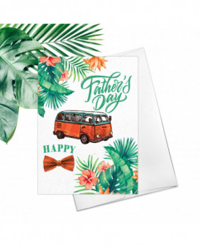 Happy Father's Day Surf Bus Surfing Greeting Card Friendship Fathers Day Card Father Summer VW T1 Bus 70's Vintage Bus Card Fathers Day Gift