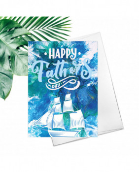 Happy Father's Day Oil Painting Ocean Greeting Card Friendship Sailboat You Are My Hero Fathers Day Card Father Sailboat Ocean Card