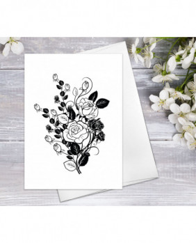 Black Tribal Rose blossom Watercolour Card Flower Greeting Cards Anniversary Mother's day Valentine's Day Blank Greeting Card
