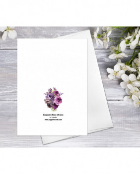 6-pack Purple Rose Floral Note Cards Floral Blank Watercolour Card Flower Greeting Cards Anniversary Mother's day Greeting Cards (Pack of 6)