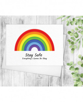 Rainbow Social Distancing Everything's Gonna Be Okay Card Stay Safe card Stay Home Card Thinking Of You Card Friendship Card 6 feet Cards