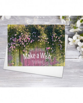 Happy Birthday Garlic Vine Purple Vine Pink Vine Flower Watercolour Card Flower Greeting Cards Anniversary Greeting Card Blank Greeting Card