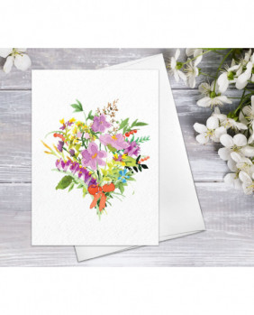 Wildflower Floral Flower Spring bouquet Watercolour Card...