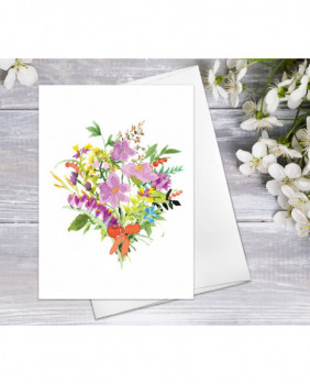 Wildflower Floral Flower Spring bouquet Watercolour Card Flower Greeting Cards Anniversary Mother's day Valentine's Day Blank Greeting Card