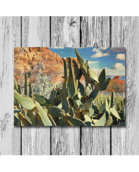 Custom Oil Painting on Canvas -  Mountain Cactus Desert Landscape Painting Custom Painting Succulent Plants Exotic Home Décor Wall Art