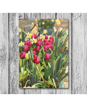 Custom Oil Painting on Canvas -  Wildflowers Tulips Landscape Bouquet Flowers Floral Garden Custom Painting Home Décor Spring Wall Art